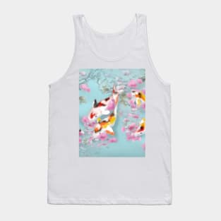 Koi carp with sakura reflections in a turquoise pond Tank Top